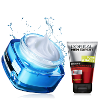 欧莱雅（L'OREAL）男士水能护肤品套装保湿补水洗面奶爽肤水乳液面霜抹搽擦脸油护脸润肤霜男生秋冬季 水能保湿强润霜欧莱