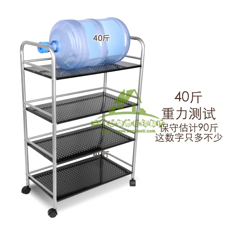 新款厨房不锈钢置物架微波炉落地客厅收纳储物架带轮餐车推车收纳层架