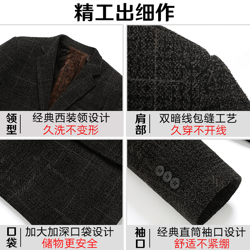 爸爸秋冬款外套装中老年人加绒加厚款西装男2024新款冬装中年西加高清大图