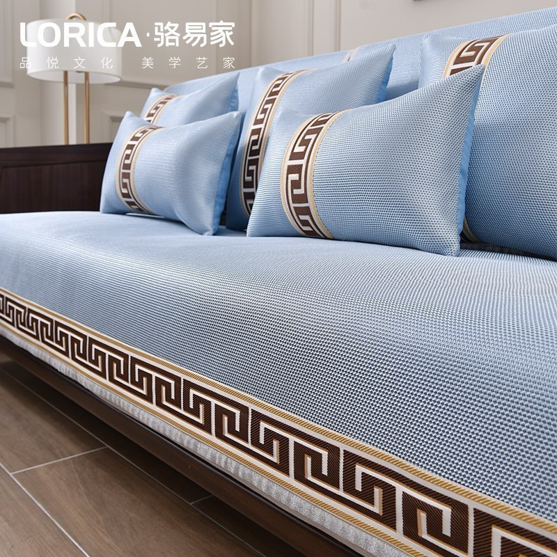 家柏饰(CORATED)沙发垫夏季凉席防滑皮沙发套罩四季通用冰丝坐垫夏天款藤席 福延年-豆沙红 80*160cm高清大图