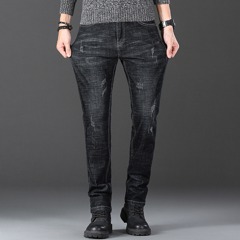 经典版型男士牛仔裤小脚修身显瘦长裤男款时尚轻奢弹力休闲裤男生高清大图