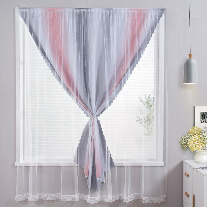 魔术贴窗帘 免打孔安装北欧简约卧室全遮光布防晒隔热少女款高清大图