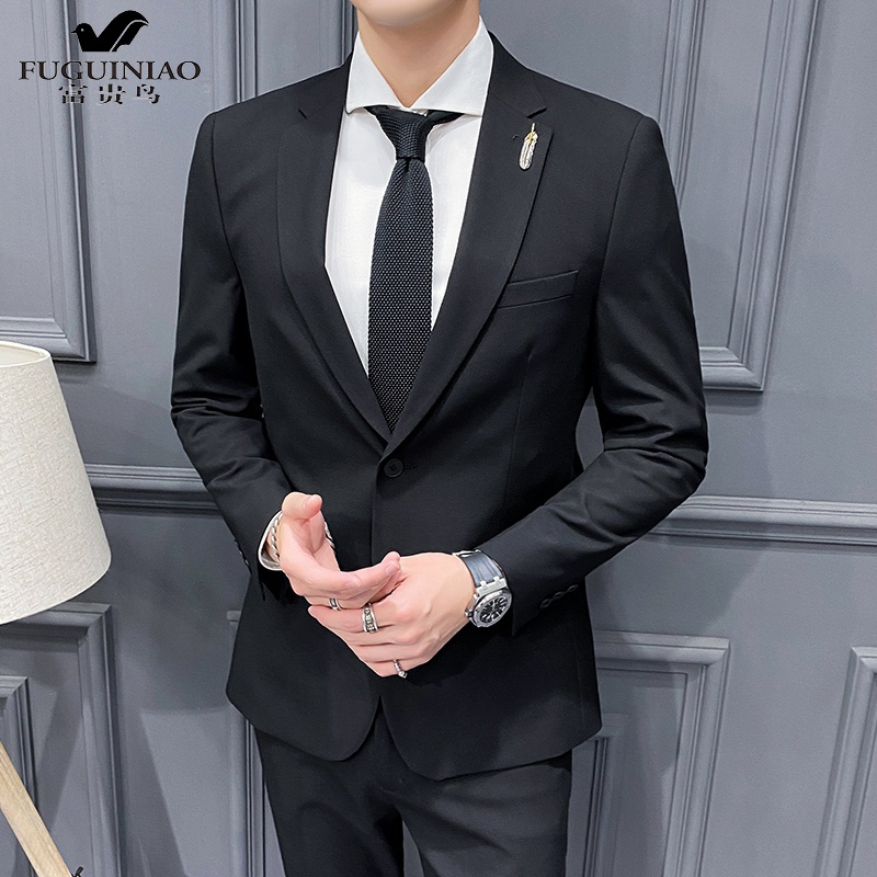富贵鸟 Fuguiniao 男士西服套装a2a 360 富贵鸟 Fuguiniao 休闲西装男外套韩版潮流修身帅气西服男 套装韩国英伦风礼服两件套 价格图片品牌报价 苏宁易购几创服饰专营店