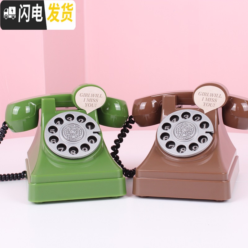 三维工匠韩国少女粉色复古电话存钱罐可爱储蓄罐房间装饰道具摆件学校 高版电话—绿色高清大图