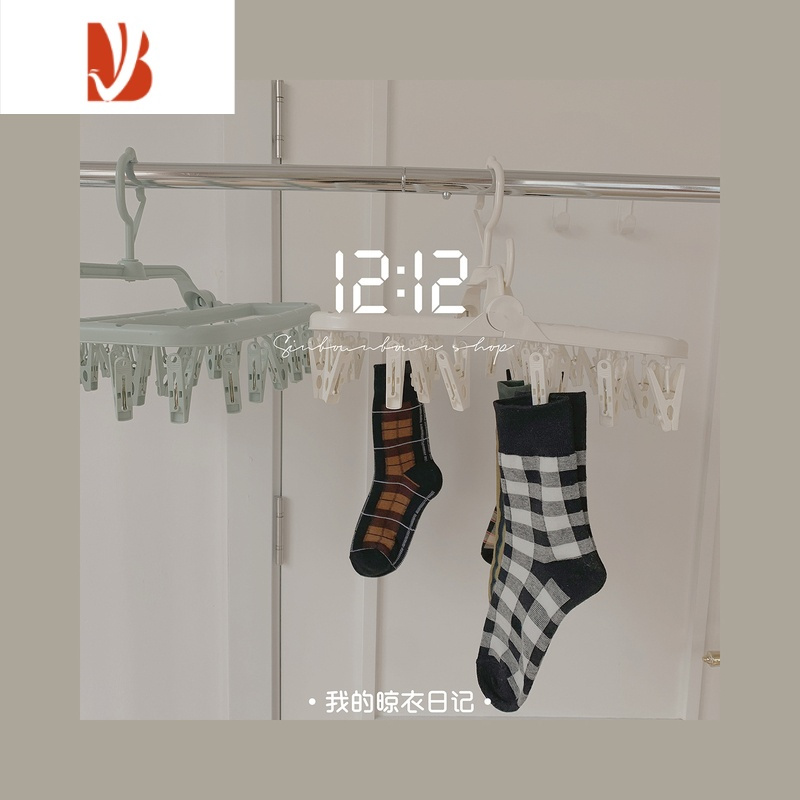 三维工匠馨帮帮杂货铺 家用晾衣架多架子32夹袜子架可旋转多收纳衣架