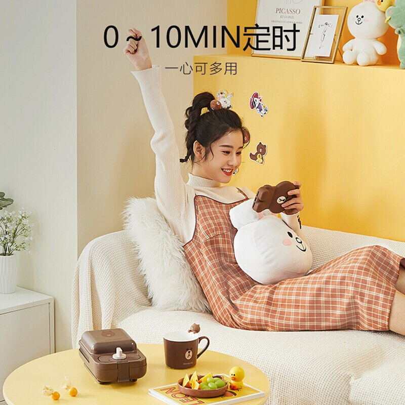 九阳(Joyoung三明治机 JK1312-K72 定时早餐机轻食机华夫饼机家用多功能吐司压烤机电饼铛LINE联名莎莉鸡