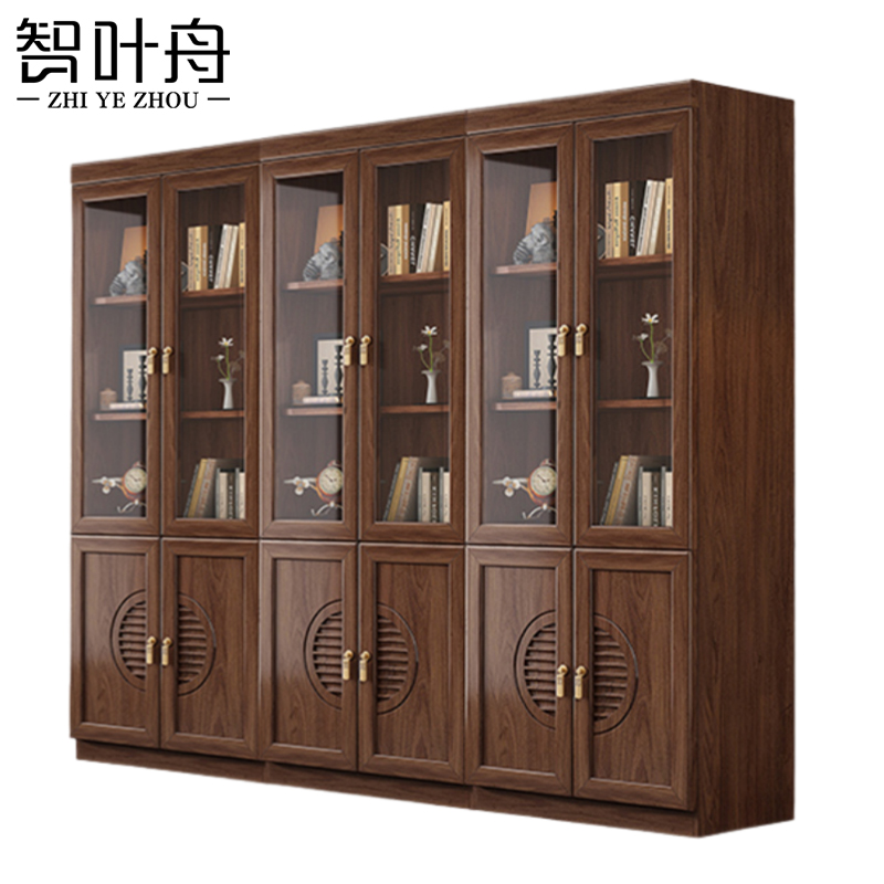 智叶舟实木办公柜六门2235*372*1940mm台高清大图