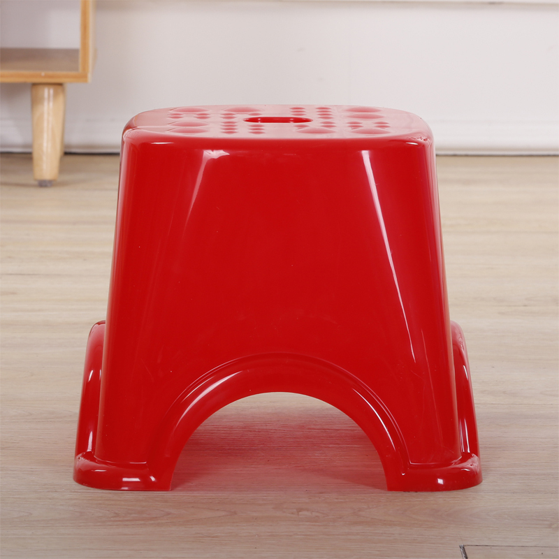 家用塑料凳子时尚茶几凳儿童矮凳子成人小板凳圆凳换鞋凳椅子大号红色