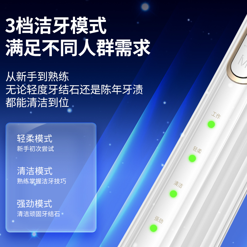 博皓超声波洁牙仪家用洗牙器清除牙垢洗牙齿污垢除牙石牙结石去除神器洁牙器 2113白色