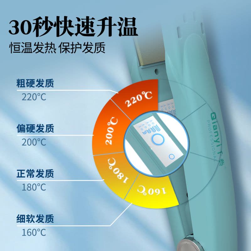 千艺直发器夹板干湿两用黑白色拉直板夹短发内扣外翻刘海卷发蓬松美发造型神器生日礼物送女友图片