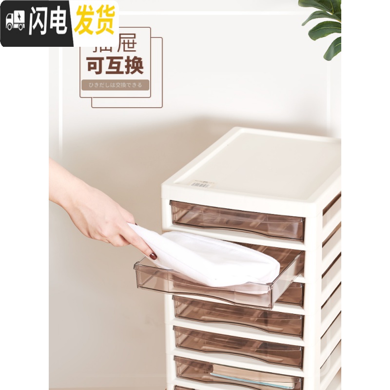 三维工匠收纳柜子箱抽屉式零食楼梯下储物柜家用塑料多功能多层可移动透明高清大图