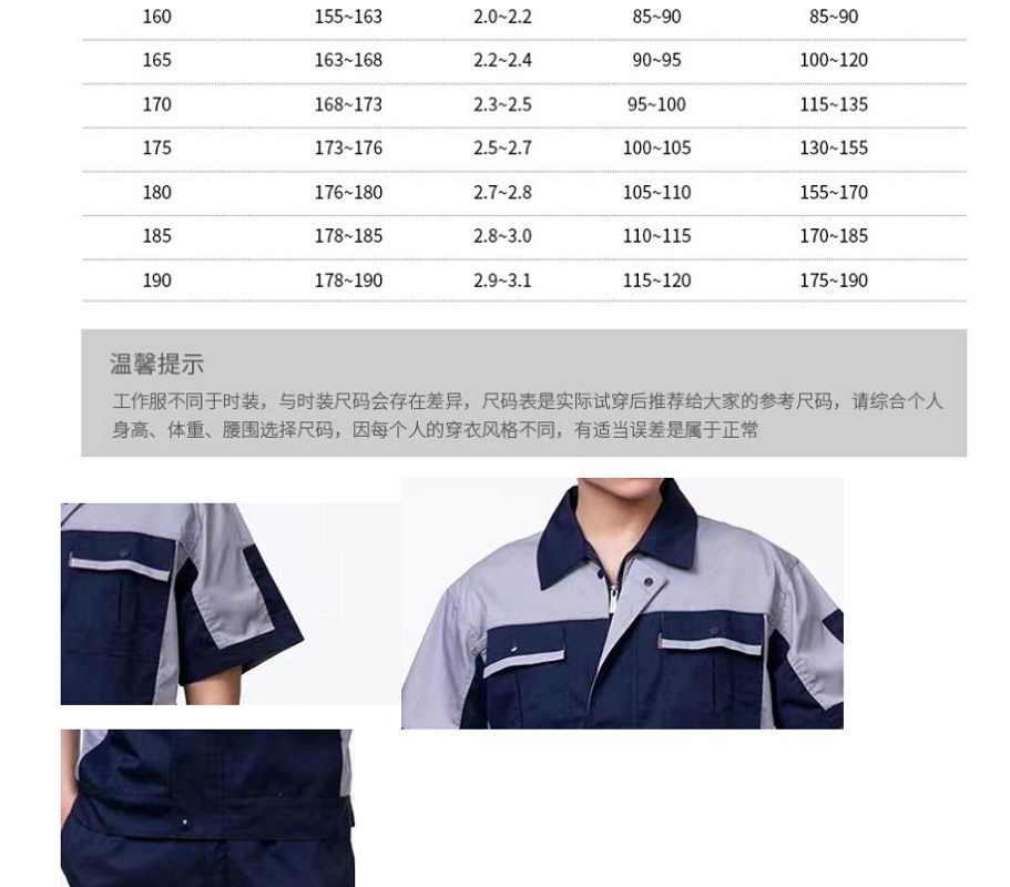 尹潮 XM-301夏季薄款反光条纯棉短袖工作服套装 藏青+浅灰 L码/套高清大图