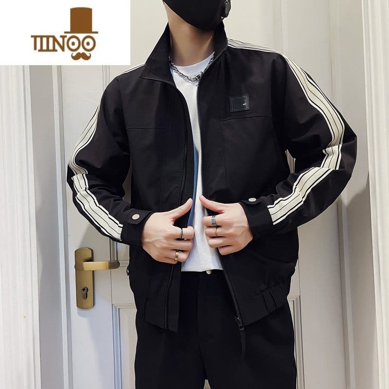 YANXU男士外套2023新款立领夹克痞帅潮牌感休闲男装上衣图片