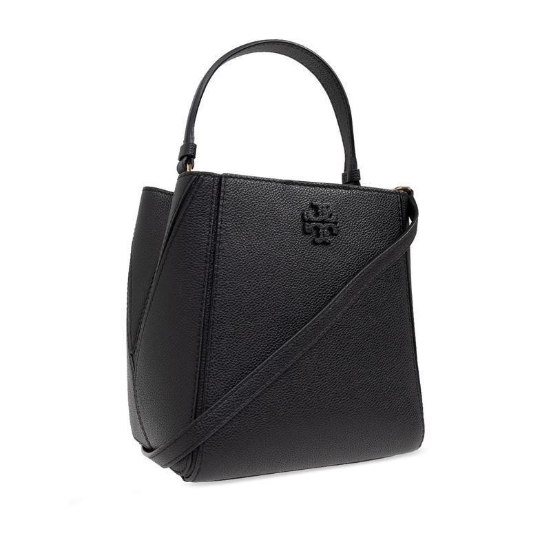 托里.伯奇(TORY BURCH)小黑皮单肩包女士链条斜挎包真皮桶包金色