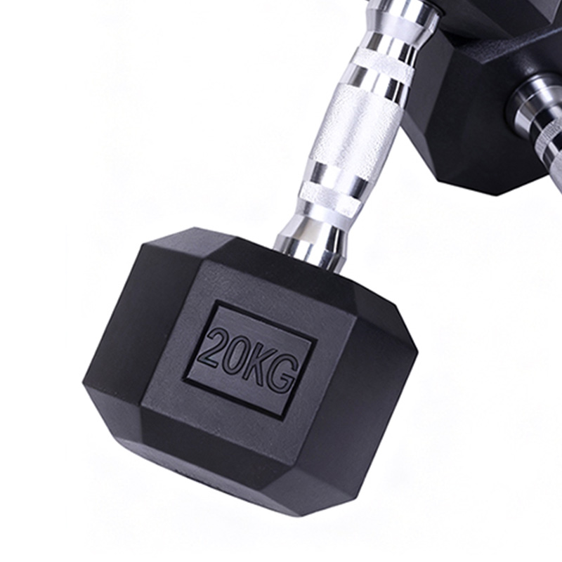 革康 GK-JSQC8079 六角哑铃举重练臂铸铁哑铃家用健身器材商用男士运动包胶哑铃20KG*2高清大图