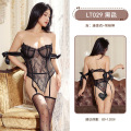 九里晴川性感蕾丝御姐吊带低胸显瘦诱惑小胸显大聚拢胸衣连体衣_455