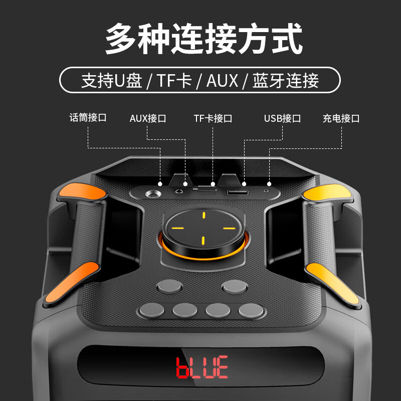 纽曼蓝牙音箱A2双喇叭 双咪版 LED氛围灯户外蓝牙音箱广场舞音响家用低音炮大功率6.5英寸双喇叭兼容多设备高清大图