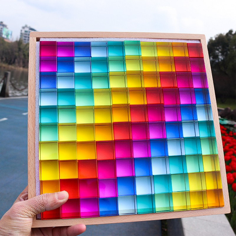 高透渐变大颗粒正方体彩色宝石璀璨亮晶晶积木玩具儿童透光亚克力早教儿童礼物幼儿园送礼