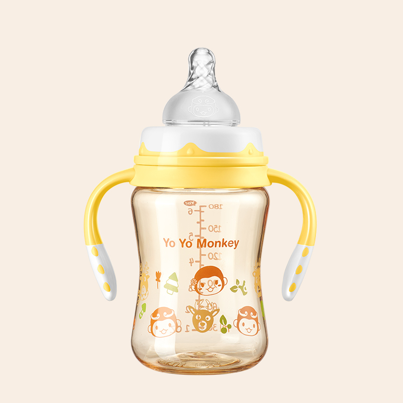 优优马骝(Yo Yo Monkey) 宽口径PPSU奶瓶MS2064 180ml 连手柄 橙色