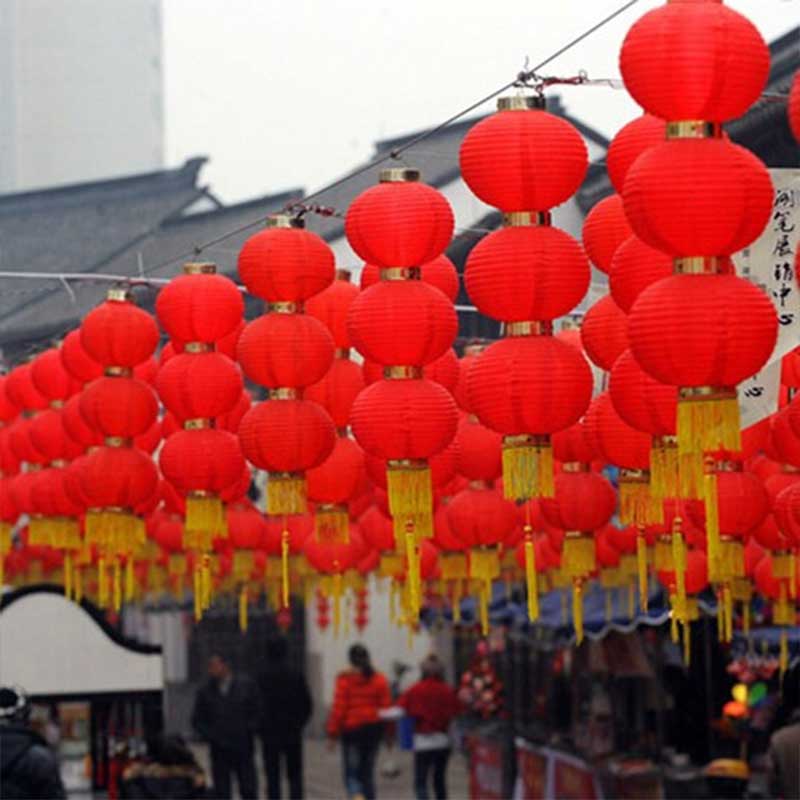 玟书 定制挂饰折叠大红灯笼 14寸直径35cm高度32cm 圆形(定制联系客户经理)高清大图