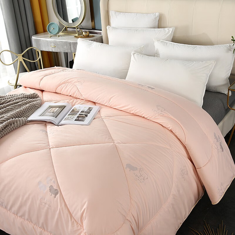 悠梦嘉居 澳兰纯羊毛被保暖被冬被无异味 100%优质水洗羊毛 200*230cm 粉色 YB8-080高清大图