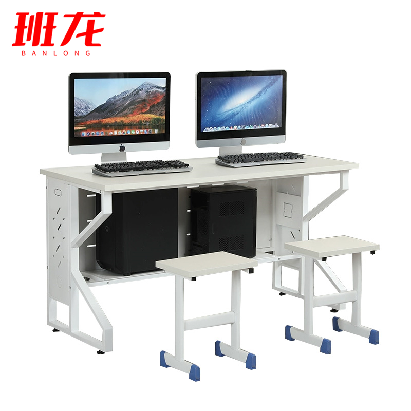 班龙双人电脑桌1.4m含椅套高清大图