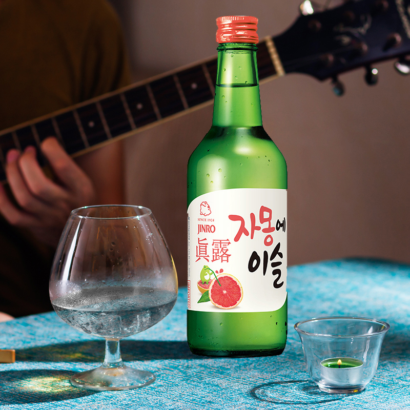 韩国进口真露西柚味烧酒13度360ml*4瓶果味清酒利口预调鸡尾酒