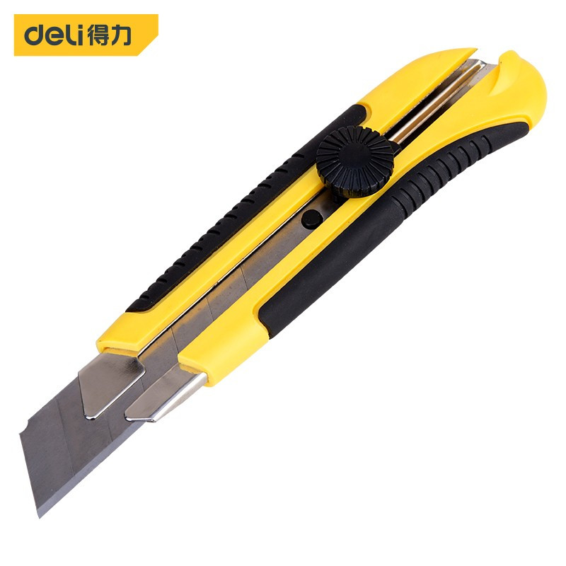 得力(deli)25mm旋紧美工刀 塑柄包胶旋紧美工刀 DL0035