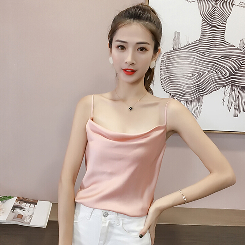 黑白色内搭带雪纺纯色打底衫女夏季新款外穿无袖短款小背心上衣