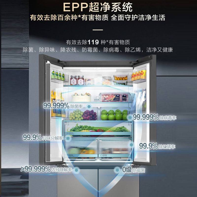 海尔十字对开门冰箱BCD-506WGHTD1BGJU1 博卡灰星幕 506升 变频双循环净味杀菌干湿分储自动除霜高清大图