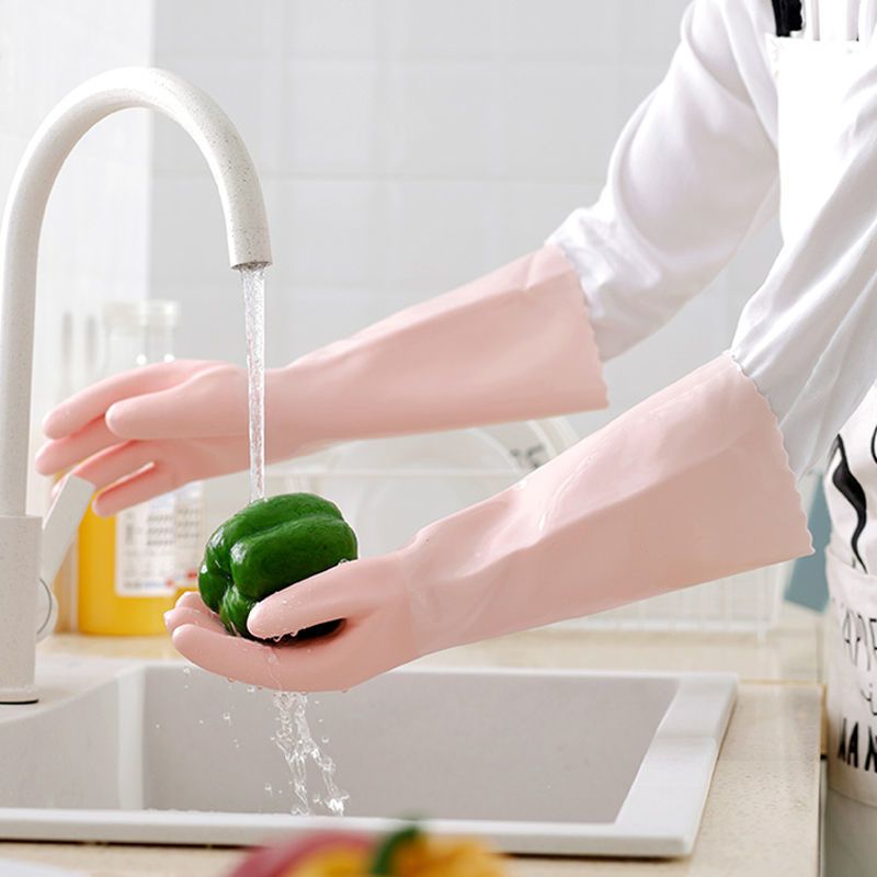 家务手套一体绒加厚加绒洗碗手套女冬天洗衣服手套男加棉防水洗车