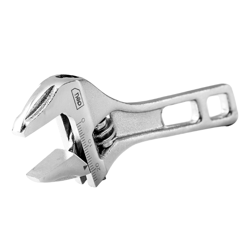 得力deli活动扳手开口活络卫浴大板手特殊万用多功能扳子活口扳手镀铬