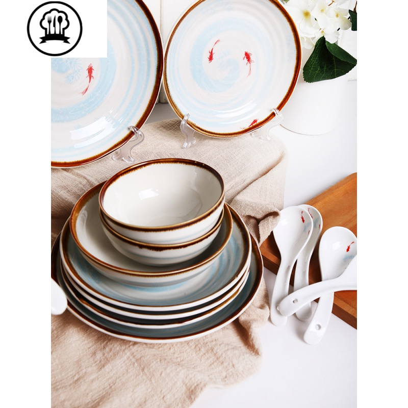 敬平jingping厨房餐具套装56头盘子碗碟套装家用组合简约中餐餐具整套