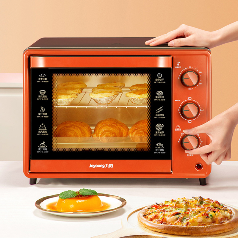 九阳电烤箱家用小型迷你蒸气焗炉烤炉考红薯商用一体烘烤机微波炉橙色