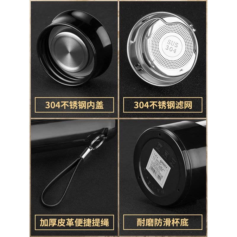 家柏饰(CORATED)玻璃杯带盖防摔泡茶杯男士双层过滤家用水杯便携杯子女随手杯 咖啡色420ML图片