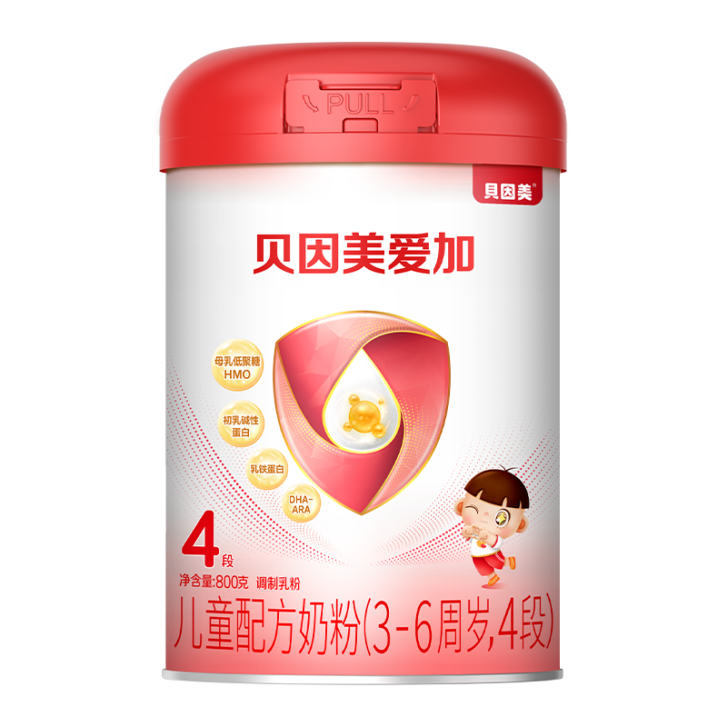 贝因美爱加奶粉儿童配方奶粉(3-6岁,4段)800g 罐装含乳铁蛋白