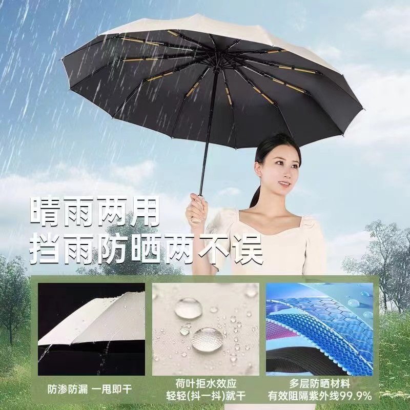 全自动雨伞防晒伞女防紫外线雨伞女晴雨两用太阳伞折叠伞遮阳伞高清大图