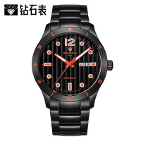 上海钻石牌（DIAMOND）手表 沙漏系列 男士自动机械表时尚防水夜光钢带男士腕表钻石牌潮流腕表ZS-S3200 黑橘色黑钢款