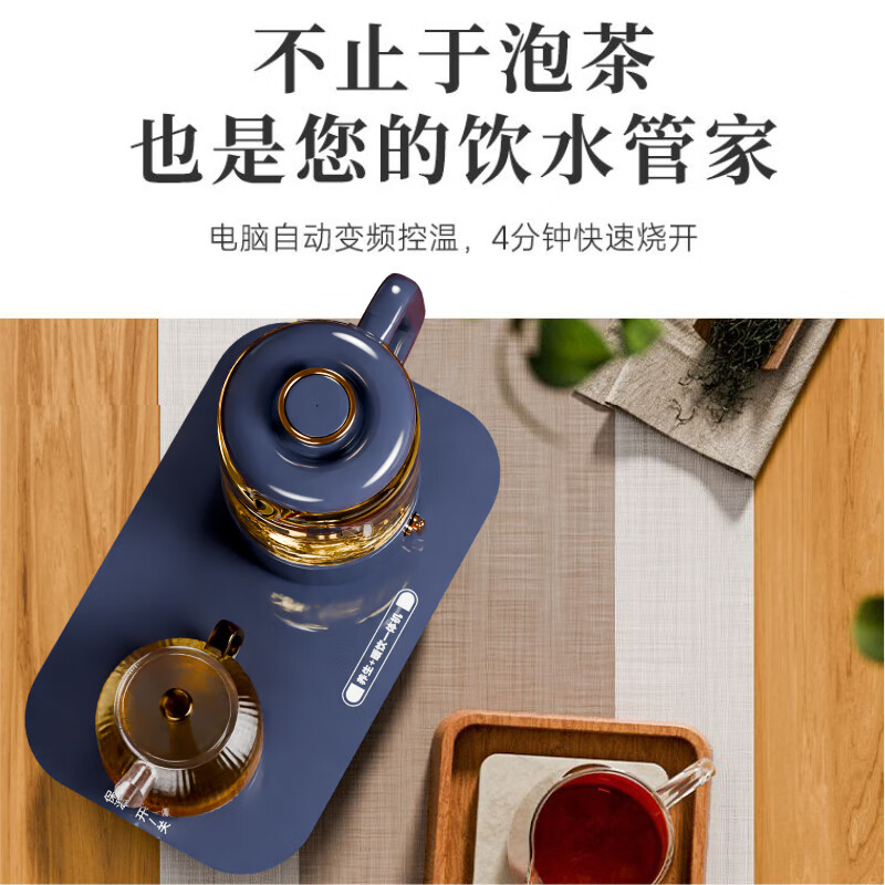 小鸭煮茶器一体机双壶套装多功能煮茶器办公室全自动玻璃茶壶WXY-YH10ZC高清大图
