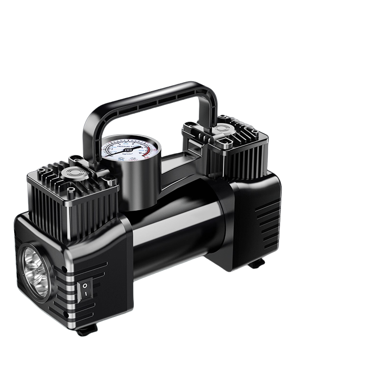 车载充气泵双缸大功率便携式带测胎压电动汽车轮胎打气泵4204 双泵高压机械表胎压检测照明送收纳包多功能气嘴电瓶夹延长管