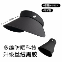 防紫外线太阳帽女夏季环绕式可折叠空顶帽户外大帽檐黑胶遮阳帽3759W