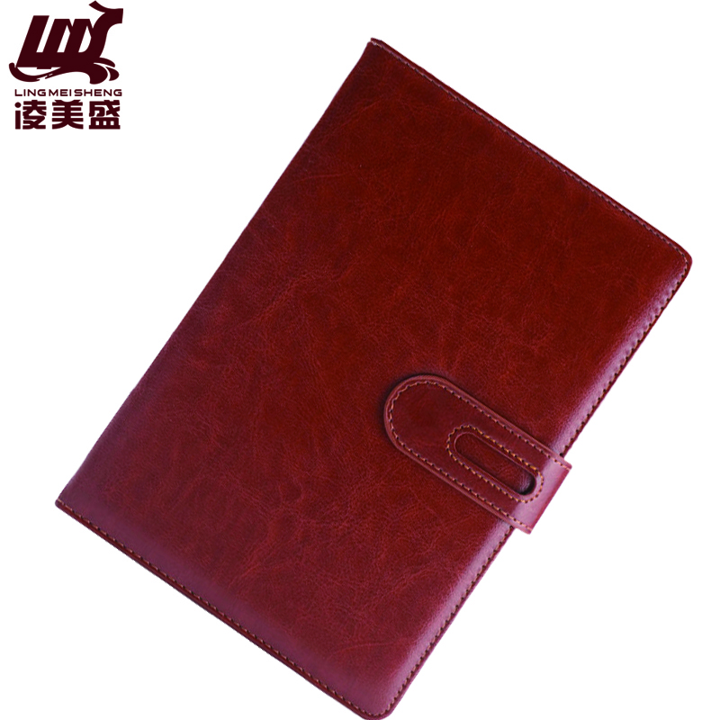 凌美盛 带扣PU革B5商务笔记本80克道林纸17.3*24.6cm 100张200页 18-66-1棕色 可定制印刷/本高清大图