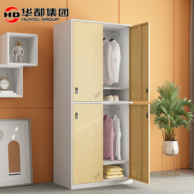 华都HDCY-13 彩雅白黄四门更衣柜华都文件柜更衣柜档案柜资料办公柜铁皮柜钢制木纹转印柜器械柜储物柜高清大图