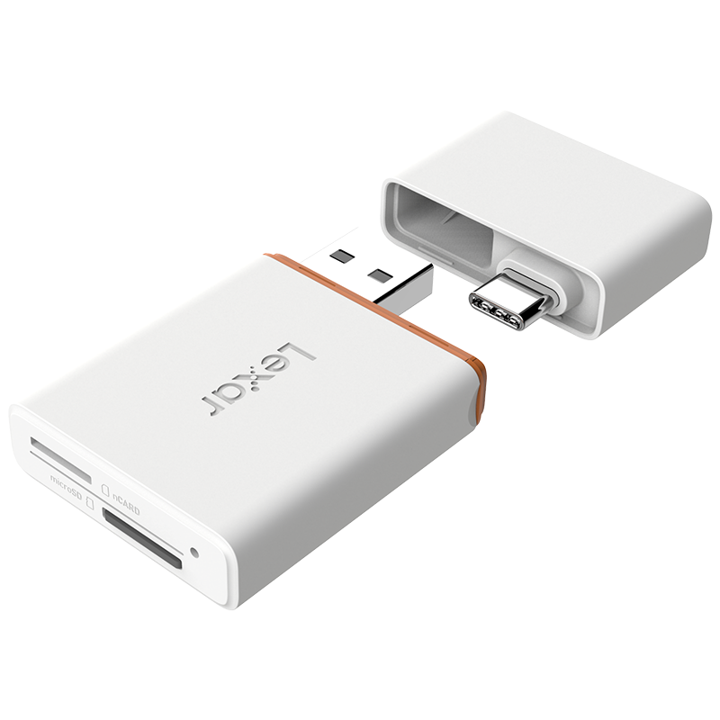 雷克沙(Lexar) LRW350U-BNNNC Type-C USB3.1双接口 多合一读卡器 (计价单位:个) 白色
