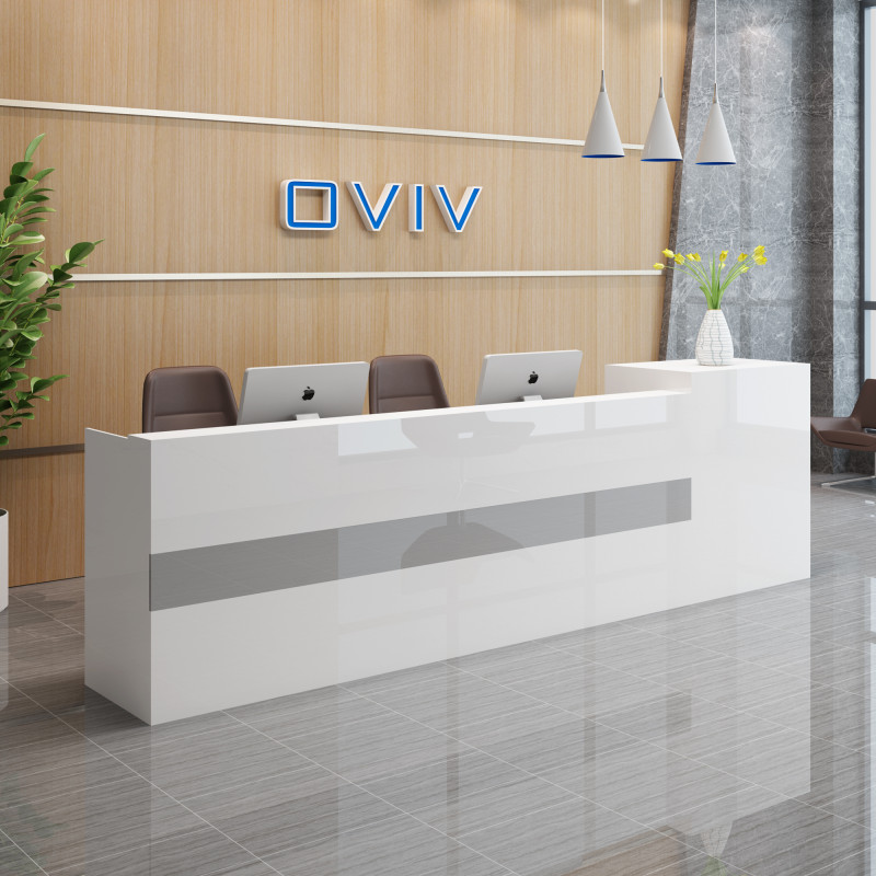 鑫环境 办公家具前台接待吧台收银台公司前台接待台小型店铺收银台美容院理发店烤漆咨询台物为服务台售楼部接待台高清大图