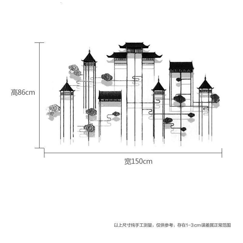 新中式壁饰金属铁艺北欧轻奢立体亭子创意天宫墙面玄关挂件装饰品 三维工匠 支持定制款式规格颜色