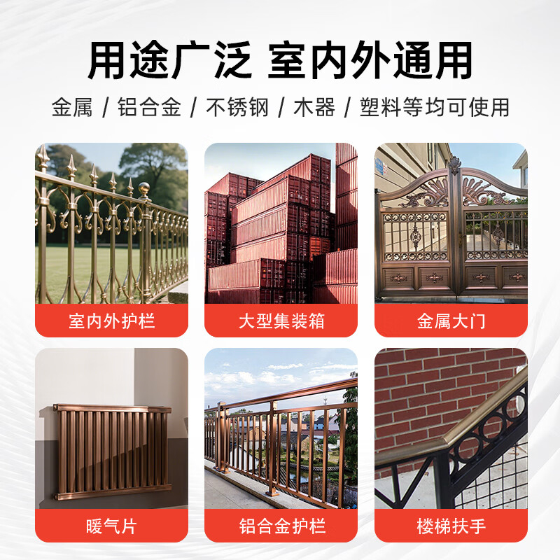 千居美 古铜漆 水性金属漆 防锈漆仿古做旧复古仿铜漆 铁栏杆门窗护栏漆室内外通用油漆涂料 1KG 古铜色高清大图