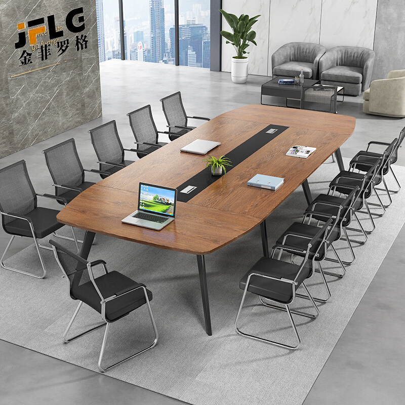 苏宁 金菲罗格 办公家具 现代简约钢制会议长条洽谈桌高清大图