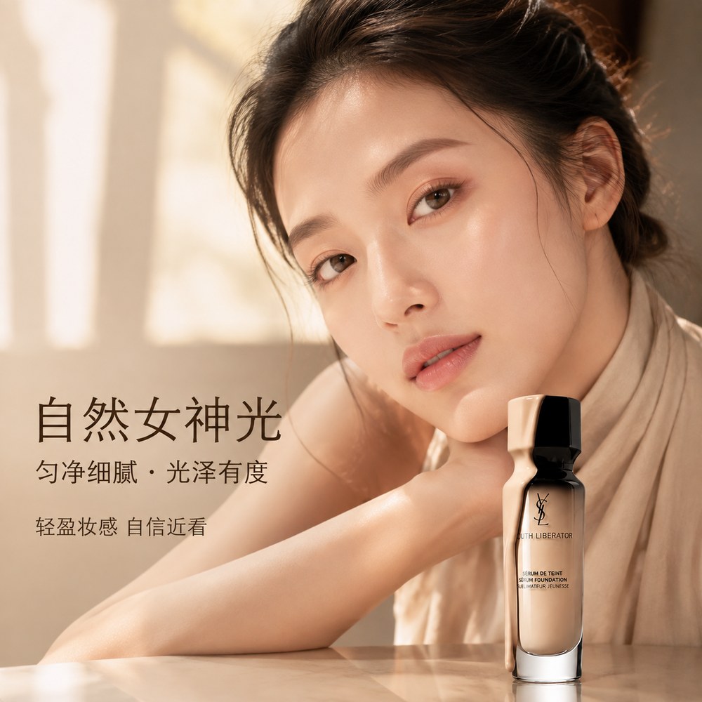 圣罗兰YSL粉底液30ml米色自然妆效进口遮瑕持妆控油轻薄透气适合各种肤质高清大图