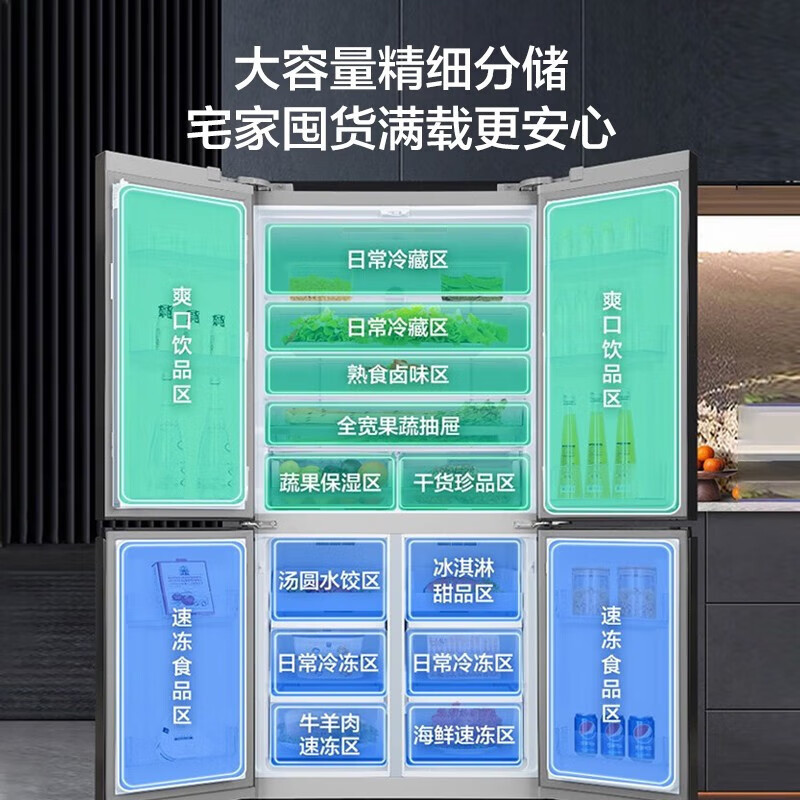 [官方正品]容声冰箱620升十字门四开门超薄嵌入式冰箱一级能效 变频节能大动力BCD-620WD19FP以旧换新